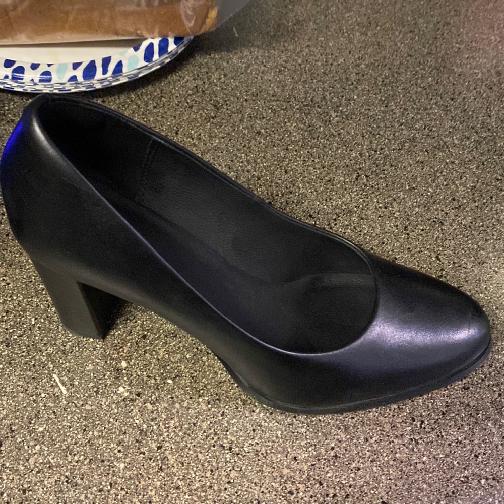 Black Clark’s with thick heal leather